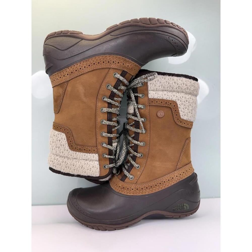 North Face Shellista II Mid Sz 6.5 Snow Boots Waterproof Leather Knit Winter EUC - Picture 7 of 9